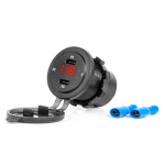 Auto- ja mootorrattatooted, elektroonika, navigatsioon, CB raadio // Auto elektroonikakomponendid : Installatsioonikaablid : Kaitsealused : &Uuml;hendused // Ładowarka samochodowa z gniazdami usb i testerem napięcia wodoodporna 2x usb-c 12v 24v amio-04225