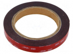Tape: fixing | W: 15mm | L: 5.5m | Thk: 0.6mm | acrylic | 93&deg;C,max.149&deg;C