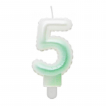 GoDan Ballon type Cake Candle topper Number 5 (7cm) White/Green Ombre