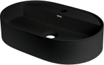 Granite countertop washbasin with a faucet island - oval