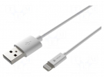Cable | USB 2.0 | Apple Lightning plug,USB A plug | 2m | white | 12W