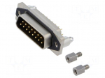 Connector: D-Sub | 5A | plug | PIN: 15 | straight | soldering | black