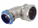 90&deg; angled connector | Thread: metric,non-swivel,outside | brass