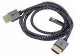 Cable | HDMI plug,both sides | PVC | textile | 1m | black-grey | silver