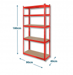 Metallriiul Rebel 180x90x40 cm | punane