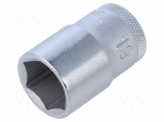 Socket spanner | 19mm | 1/2" | tool steel | Plating: chromium | L: 40mm