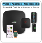 Juhtmevaba GSM / Ethernet valves&uuml;steemi komplekt VIDEOVALVE ja TULEOHUTUSEGA :: Must AJAX