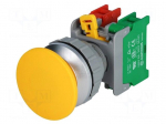 Switch: push-button | Stabl.pos: 1 | NC + NO | 30mm | yellow | IP65