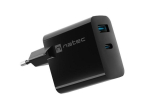 NATEC RIBERA GAN CHARGER 1x USB-A + 1x USB-C 45W BLACK