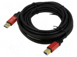 Cable | USB A plug,USB B plug | gold-plated | 5m | black | 24AWG,28AWG
