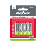 Patareisid, akusid ja laadijaid // AA, AAA ja muud suurused patareid, laadijad &ndash; saadaval tellimiseks // Akumulatorki REBEL AA , 2600 mAh, Ni-MH, 1,2V, 4szt/bl , R6
