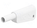 Laboratory connector: 4mm banana | plug | 32A | 1kV | white | soldered