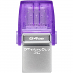 Kingston DataTraveler microDuo 3C 64 GB (purple/transparent, USB-A 3.2 Gen 1, USB-C 3.2 Gen 1)