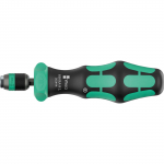 Wera 838 RA-R L Bits hand holder with ratchet function, screwdriver black/green, 1/4", with Rapidaptor quick-change chuck