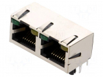 Socket | RJ45 | Cat: 5 | shielded,double,with LED | Layout: 8p8c | THT