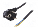 Cable | SCHUKO plug,CEE 7/7 (E/F) plug angled,wires | 1m | black