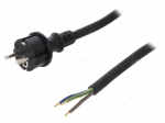 Cable | SCHUKO plug,CEE 7/7 (E/F) plug,wires | 2m | black | rubber