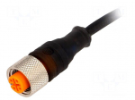 Connection lead | M12 | PIN: 3 | straight | 5m | plug | 250VAC | 4A | IP67