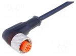 Connection lead | M12 | PIN: 3 | angled | 2m | plug | 250VAC | 4A | -25&divide;80&deg;C