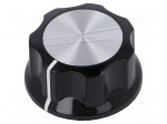 Knob | with flange | plastic | &Oslash;shaft: 6.35mm | &Oslash;29.4x16mm | black | PKES