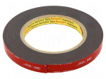 Tape: fixing | W: 12mm | L: 5.5m | Thk: 1.1mm | acrylic | black