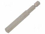Screwdriver bit | hex key | HEX 8mm | 1/4" | Overall len: 70mm