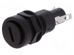 Fuse holder | 5x20mm | 10A | 250VAC | FIO | on panel | black | UL94V-0