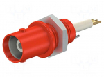 Laboratory connector: BNC | socket | red | soldered,on panel | 5&divide;40&deg;C