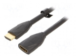 Cable | HDMI socket,HDMI plug | PVC | HDMI 2.0 | 5m | black | 30AWG