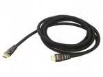 Cable | HDMI plug,both sides | PVC | textile | HDMI 1.4 | 3m | black