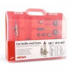 Autolambid, Mootorratta ja traktori valgustid // Auto LED-pirnid ja komplektid // Zestaw żar&oacute;wek i bezpiecznik&oacute;w zasobnik 18 szt h1+h7 amio-01498