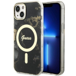 Back panel cover Guess  Guess GUHMP14MHTMRSK iPhone 14 Plus 6.7" black/black hardcase Golden Marble MagSafe