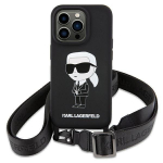 Back panel cover Karl Lagerfeld  Karl Lagerfeld KLHCP15SSCBSKNK iPhone 15 6.1" hardcase black/black Crossbody Silicone Ikonik
