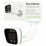 PNI IP8POE 8MP, 4K, D-WDR, 4.0mm, 6 LEDs, IP66, integrated microphone and speaker, white