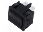 ROCKER | DPDT | Pos: 3 | (ON)-OFF-(ON) | 6A/250VAC | black | IP40 | none