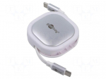 Cable | USB 2.0,rolled | USB C plug,both sides | 1m | white,silver