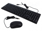 Keyboard | black | USB A | US layout | 1.5m | Kit: keypad,optical mouse