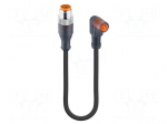 Cable: for sensors/automation | M12,M8 | PIN: 3 | 2m | plug | 30VDC | 4A