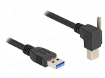 Cable | USB A plug,USB B plug 90&deg; left/right | 1m | black | 5Gbps
