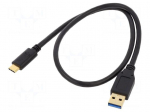 Cable | USB A plug,USB C plug | 0.5m | black | 22AWG,30AWG | 10Gbps