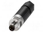 Connector: M8 | PIN: 4 | 4A | 30V | IP65 | straight | unshielded | plug