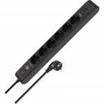 Brennenstuhl 6-way power strip with 1x USB-C, 1x USB-A (black/anthracite, 2 meters, 13,500A surge protection)