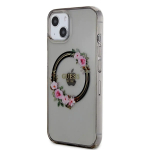 Guess PC|TPU Flowers Ring Glossy Logo MagSafe maciņ&scaron; iPhone 13 melns