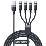 Joyroom 4-&uuml;hes USB - Lightning/ Lightning/ Type-C/ Micro USB kaabel Multi-Color seeria A18, 3.5A, 1.2m, Black (S-1T4018A18l)
