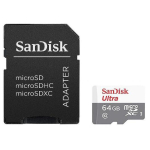 SD MicroSD kaart 64GB SanDisk Ultra Class 10 koos adapteriga