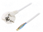 Cable | SCHUKO plug,CEE 7/7 (E/F) plug angled,wires | 1.5m | white