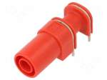 Socket | 4mm banana | 24A | red | PCB | angled,insulated | 33mm