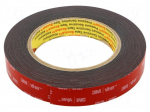 Tape: fixing | W: 19mm | L: 5.5m | Thk: 1.1mm | acrylic | black