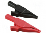 Crocodile clip | 6A | 1kV | black,red | Grip capac: max.40mm | 2pcs.