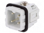 Connector: HDC | contact insert | male | 10A | 230V | PIN: 4 | 3+PE